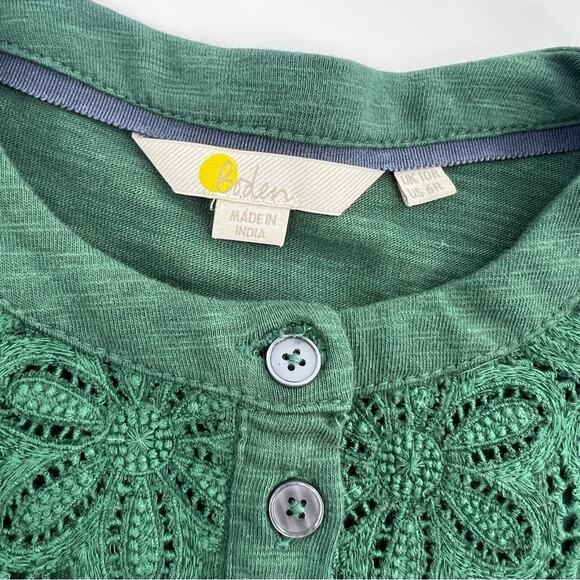 Boden embroidered jersey belted dress green sz 6 - Picture 4 of 8